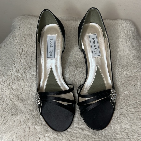 NIB TOUCH UPS black satin, with rhinestones sharmain 841M size 8 eight - Picture 2 of 7